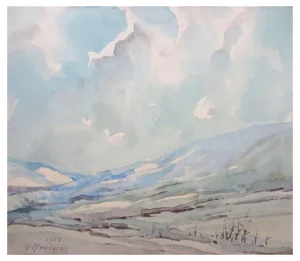 Herberts Mangolds, Landscape, 1961, Watercolor on Paper