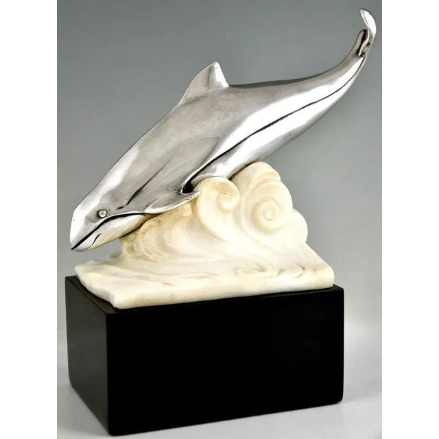 Marcel Bouraine, Art Deco Whale in the Waves, 1925, Bronze For Sale - Image 3 of 13