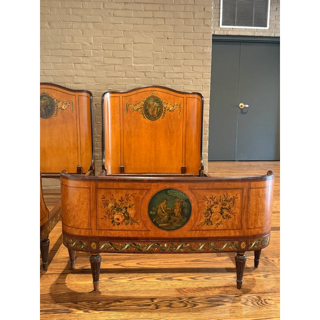 Early 20th Century Pair of Antique Louis XV Painted Wood Beds For Sale - Image 5 of 13