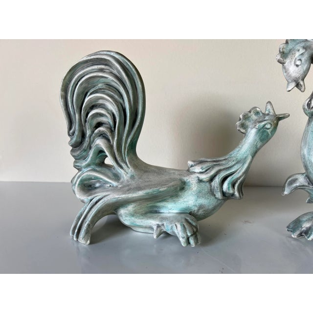 1960's Jodie Art Pottery Roosters Sculptures - a Pair For Sale - Image 10 of 13