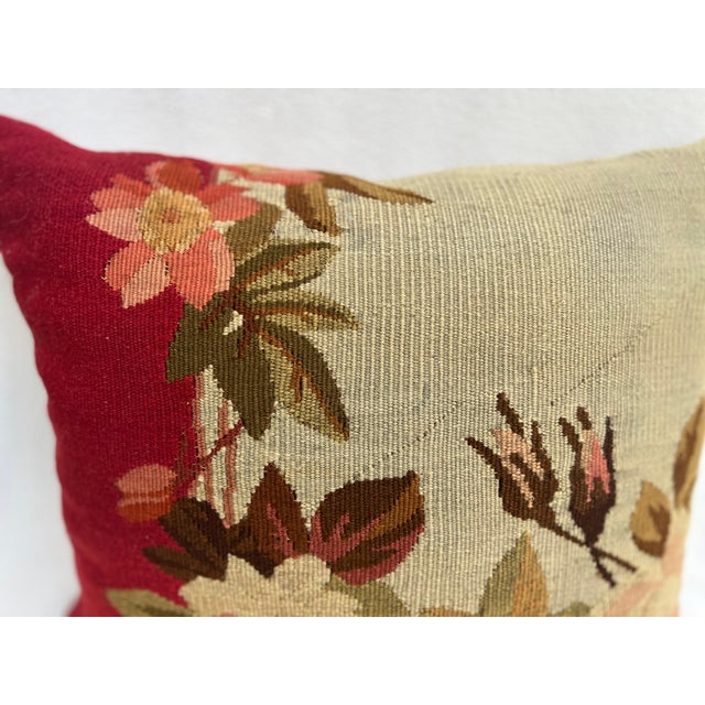 Decorative Pillow Upholstered in Woven 19th Century Aubusson Tapestry For Sale - Image 4 of 7