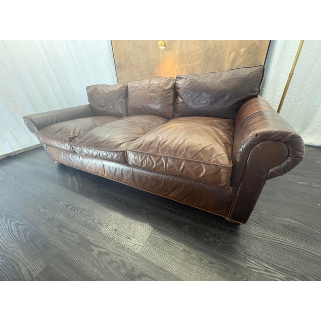Rh Original Lancaster Leather 3-Cushion Sofa – 8' | Luxe Depth | Italian Brompton | Cocoa For Sale - Image 13 of 18