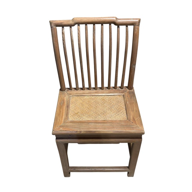 1900 - 1909 Antique Cantonese Natural Carved Elm Wood Chinoiserie Side Chair 36.5" H For Sale - Image 5 of 7