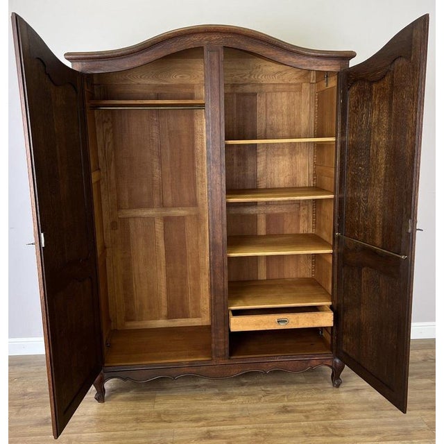 Antique French Louis XVI Carved Oak 2-Door Armoire For Sale - Image 13 of 14