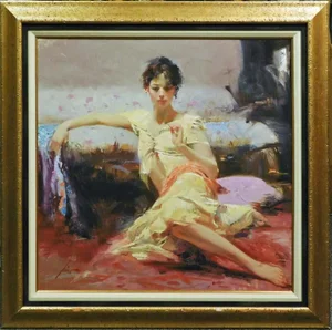 Pino "Parisian Girl" Hand Signed & Embellished Custom Framed