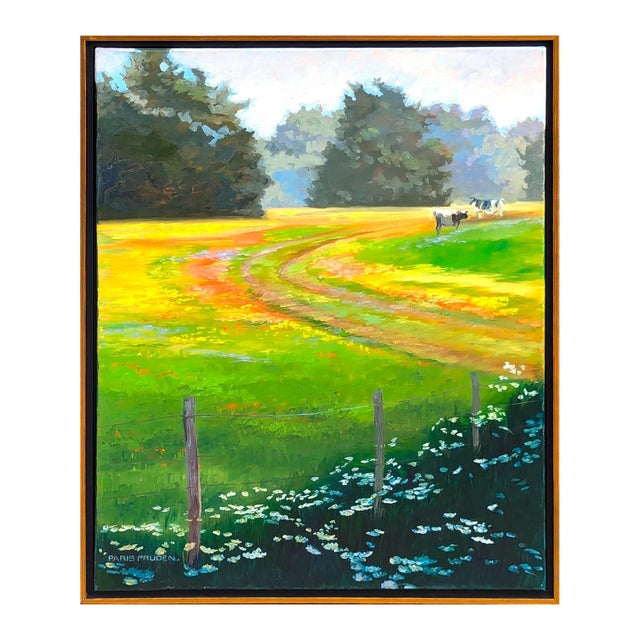 Nancy Paris Pruden "Cows Coming Home" Contemporary Naturalistic Pastoral Landscape Nature Painting, 2020s For Sale - Image 4 of 11