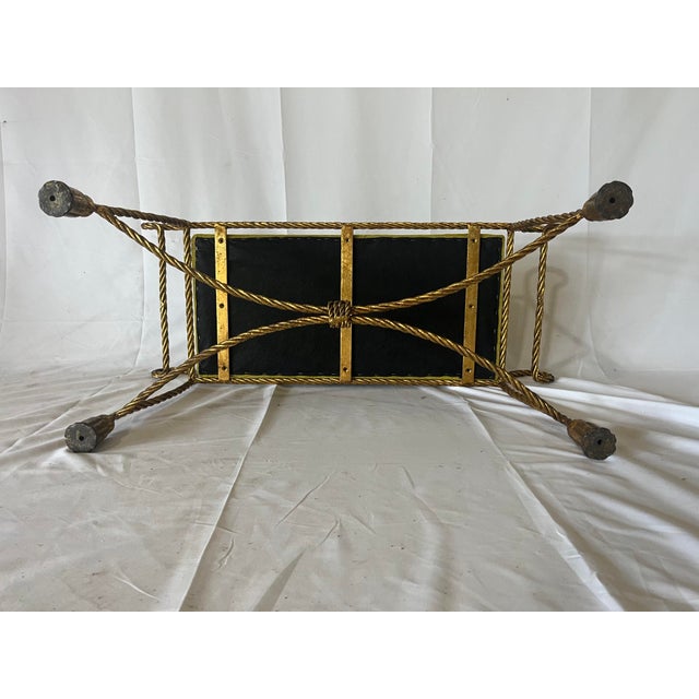 Italian Mid-Century Hollywood Regency Gilt Iron Rope & Tassel Bench, Circa 1950s–60s For Sale - Image 6 of 12