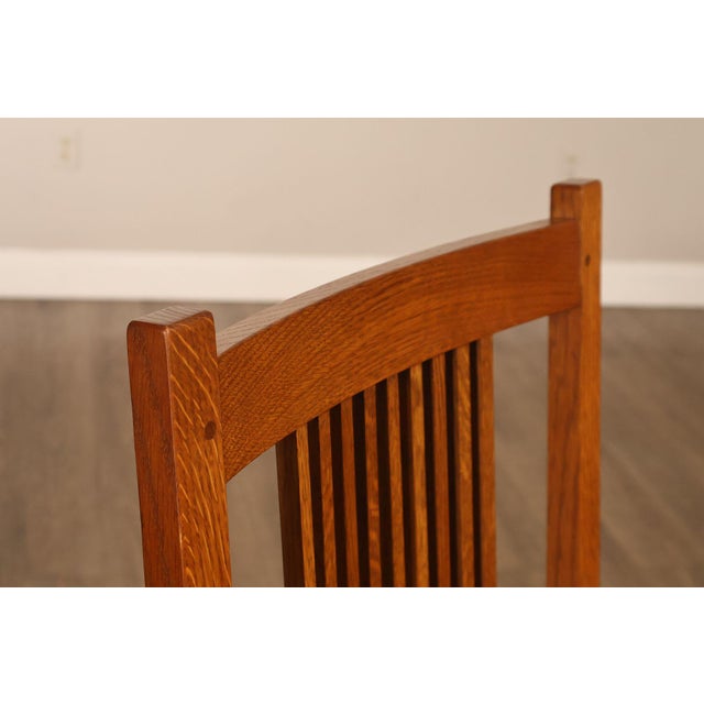 Stickley Mission Collection Set Of Six Oak High Back Spindle Dining Chairs For Sale - Image 13 of 18
