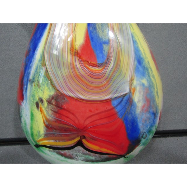 Large Murano-Style Multicolor Hand-Blown Freeform Art Glass Vase For Sale - Image 14 of 15