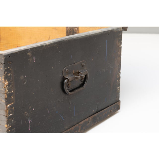 Black Vintage Captains Trunk in Pine, 1936 For Sale - Image 8 of 9