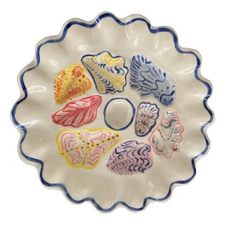 Hand Painted California Oyster Platter by Rex Design For Sale