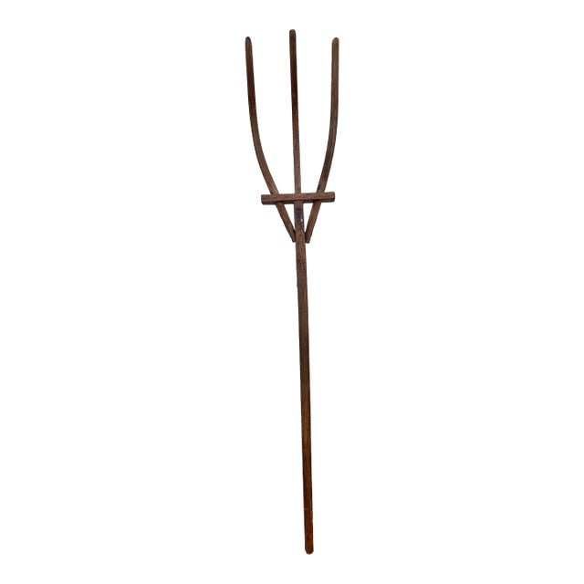 Large 19th Century Farmhouse Wooden Pitch Fork For Sale