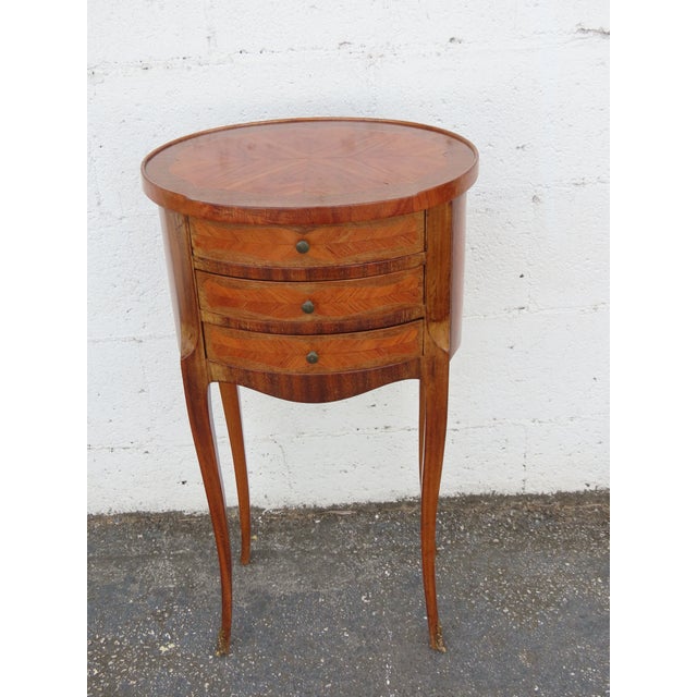 French French Early 1900s Inlay Tall Nightstand End Side Table 6316 For Sale - Image 3 of 16