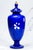 Striking Cobalt Blue and Hand Painted White Dragon Fly Flower Design Antique Victorian Decorative Vase For Sale - Image 14 of 17