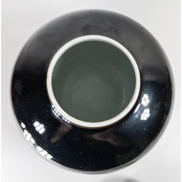 19th Century Chinese Chinoiserie Mirror Black Ginger Jar With Cover For Sale - Image 13 of 18
