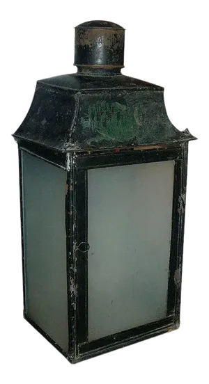 19th Century French Tole Paint Decorated & Frosted Glass Lantern
