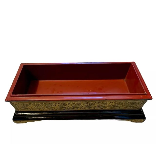 Antique Hand Made Highly Decorated Burmese Gilded Wood Lacquerware Pillow Box For Sale - Image 9 of 10