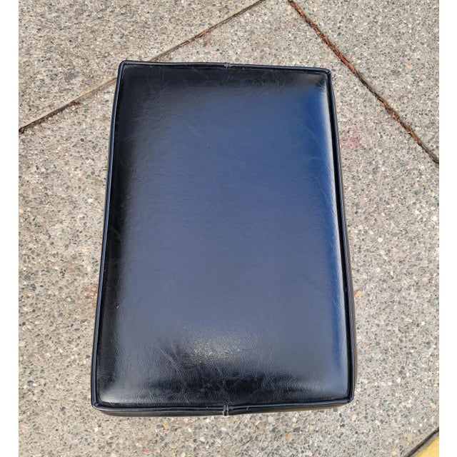 Vintage Mid Century Black Bench W Gold Metal Base Hollywood Regency For Sale - Image 4 of 12