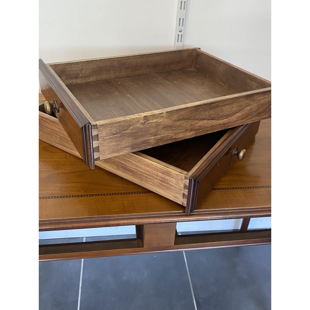 Vintage Cherry Wood and Marquetry Desk, 1950s For Sale - Image 12 of 18