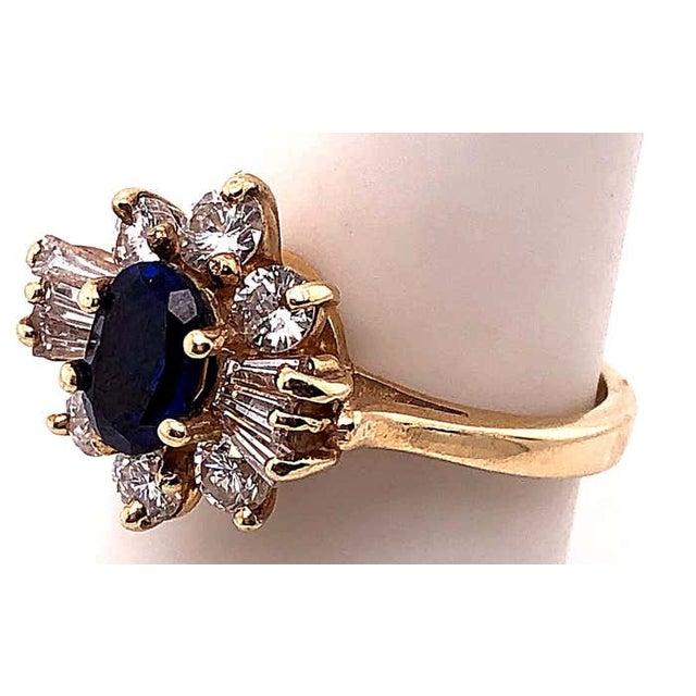 2010s 14 Karat Yellow Gold Sapphire Solitaire Ring With Diamond Accents For Sale - Image 5 of 11