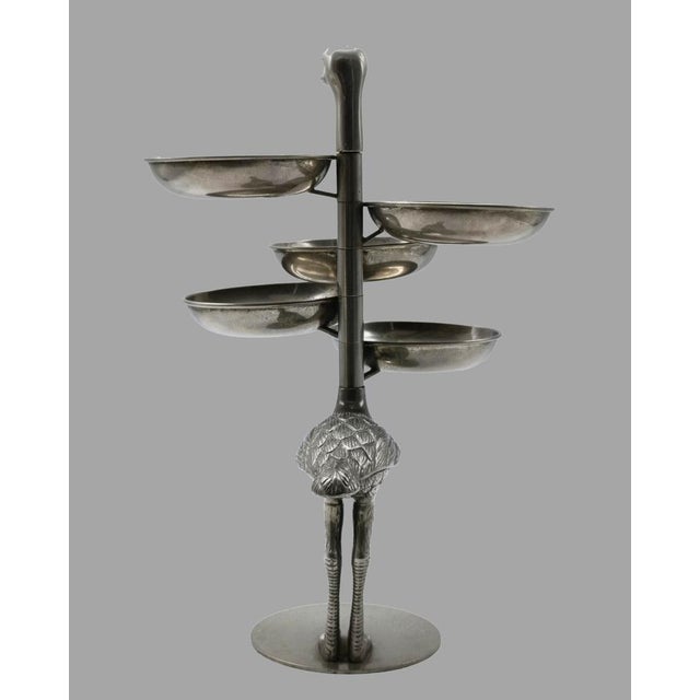 Silver Pewter Ostrich with Serving Trays, Italy, 1960s For Sale - Image 8 of 10