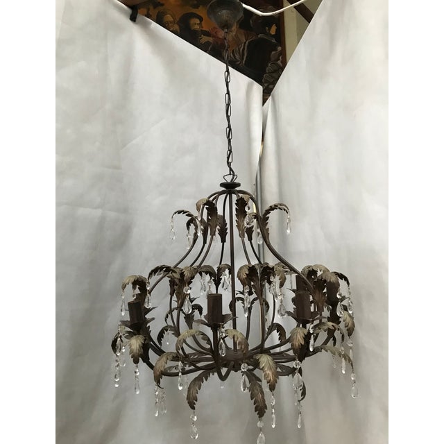 Metal and Crystal Chandelier, 1970s For Sale - Image 11 of 18