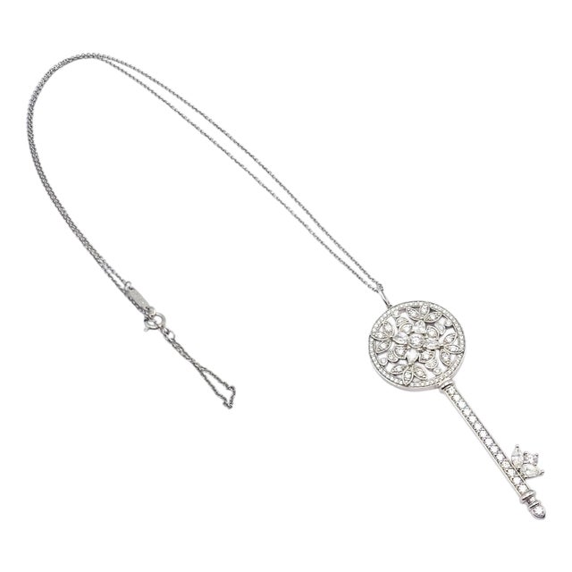 Tiffany & Co Platinum Large Victoria Vine Key Pendant Necklace For Sale