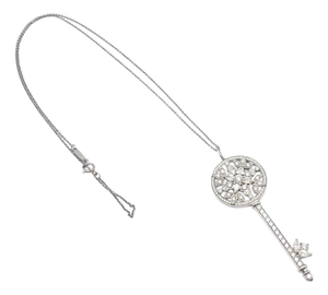 Tiffany & Co Platinum Large Victoria Vine Key Pendant Necklace