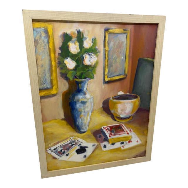 Vintage Still Life Original Painting Framed Signed Miele 93’ For Sale