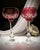 Gorgeous pre-1930 crystal hock wine glasses pair by historic French luxury crystal maker, Saint-Louis - rich cranberry...