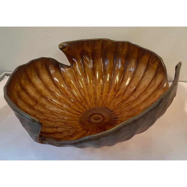 Italian Vintage Italian Art Glass Blown Shell Shaped Decorative Bowl For Sale - Image 3 of 7