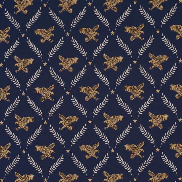 Sample - Schumacher Lolaire Fabric In Navy For Sale