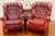 Vintage Pair of Oxblood Tufted Leather Writers Recliner Armchairs For Sale - Image 4 of 10