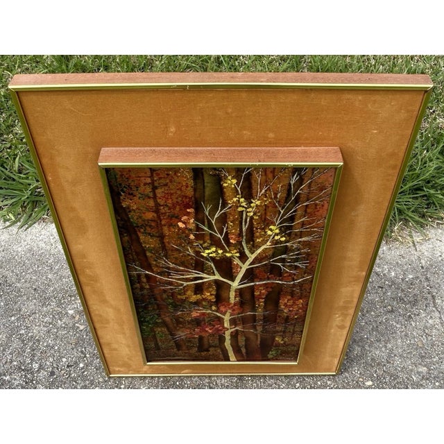1960s Helen Trivigno - Forest Scene: Autumn Framed Enamel on Copper Art ...