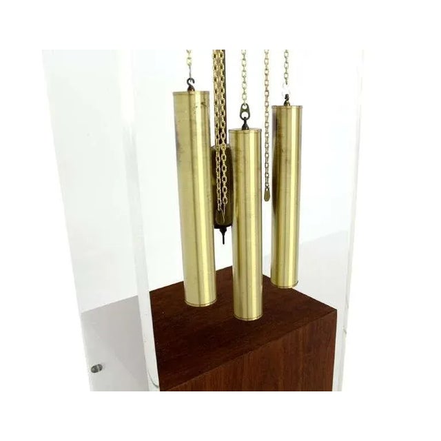 Brown Mid-Century Modern Walnut Lucite Grandfather Clock With Chime For Sale - Image 8 of 9