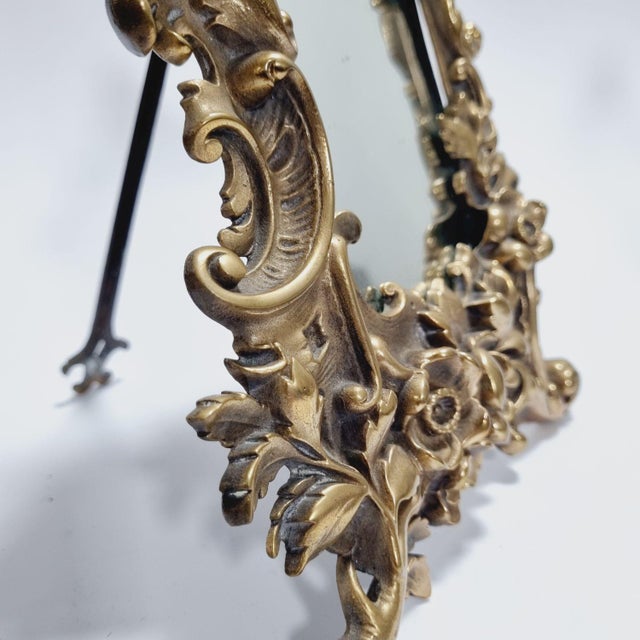 Antique Baroque Brass Table Mirror, 1890s For Sale - Image 9 of 16