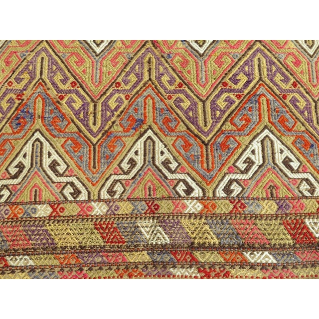 Tangerine 1960s Vintage Tribal Kilim Rug - 61"x102" For Sale - Image 8 of 11