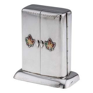 Vintage Canadian Silver and Enamel Playing Cards Box, 1920 For Sale