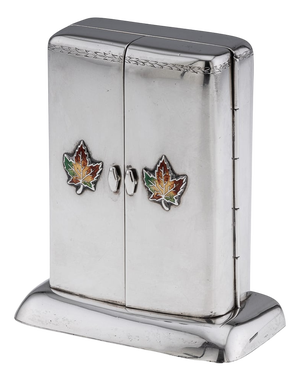Vintage Canadian Silver and Enamel Playing Cards Box, 1920