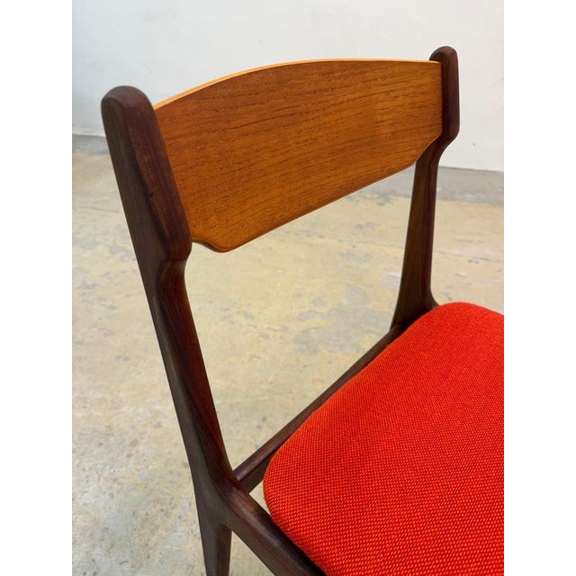 Teak and Orange Upholstered Chair by Erik Buch For Sale - Image 4 of 11