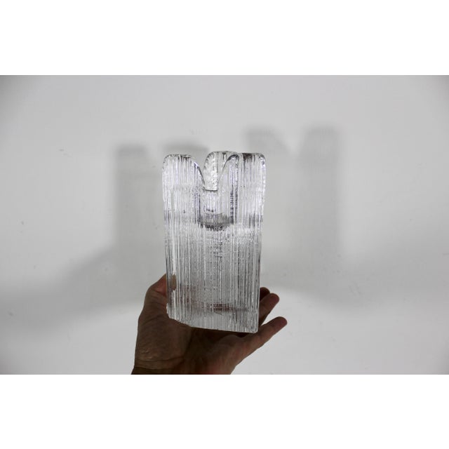 Pair of Kosta Boda Sweden “Skyline” Fluted Triangular Art Glass Crystal Candleholders Designed by Anna Ehrner For Sale - Image 9 of 11