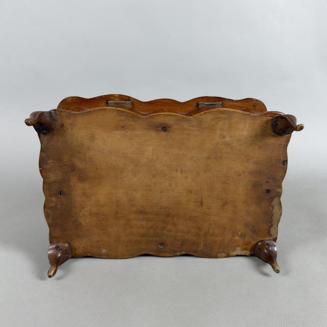 Brown Chippendale Jewelry Box in Padded Burl Wood For Sale - Image 8 of 13