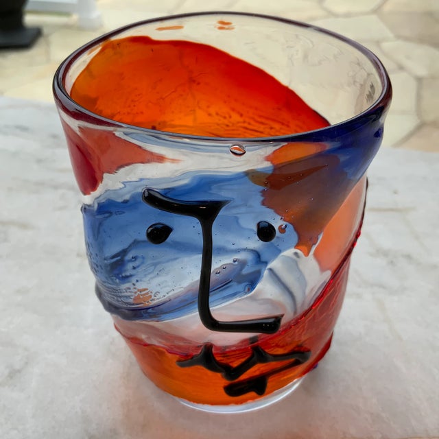 1970s Signed Mario Badioli Murano Face Tumbler For Sale - Image 10 of 10