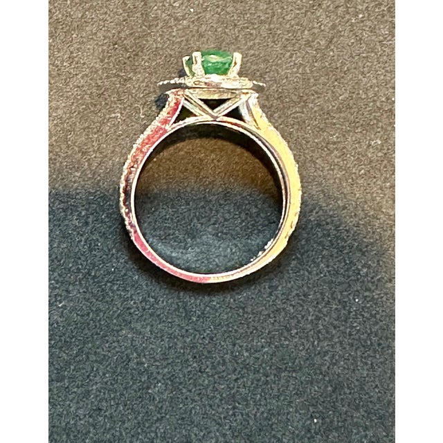 1.5 Ct Oval Cut Natural Emerald & 2 Ct Natural Diamond Halo Engagement Ring For Sale - Image 12 of 18
