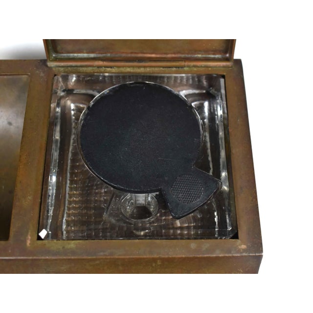 1910s Antique 1916 Silver Crest Sterling Decorated Bronze Inkwell For Sale - Image 5 of 12