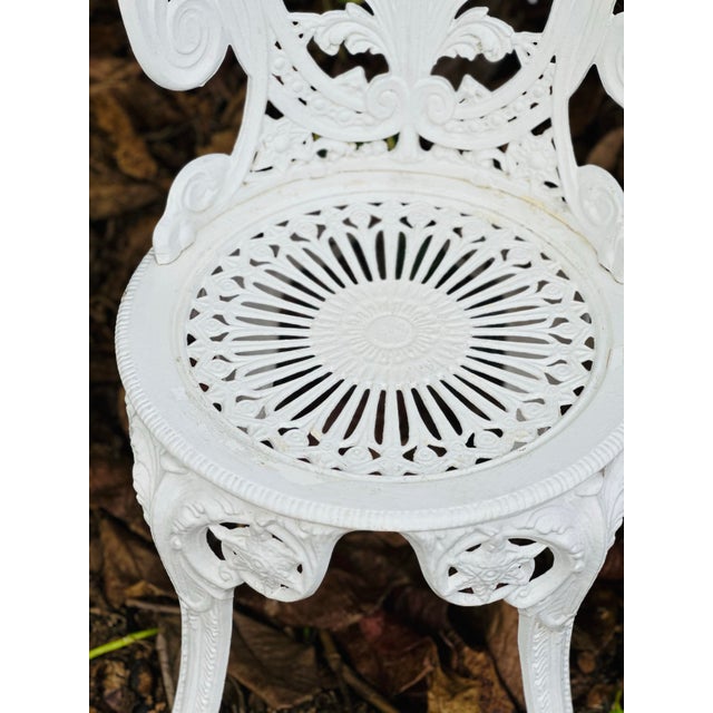 Vintage Victorian Cast Aluminum Garden Chairs - Set of 4 For Sale - Image 11 of 11