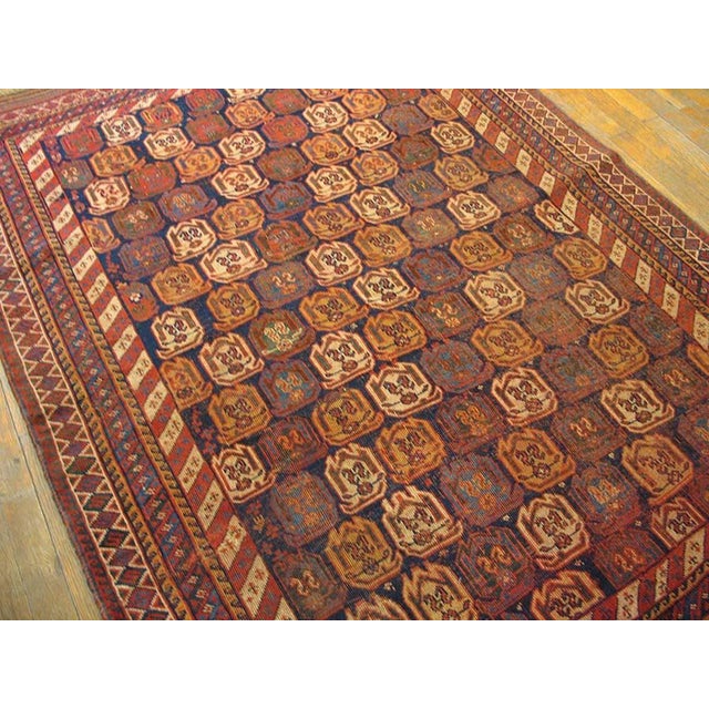 1890s Blue Navy Geometric Paisley Hand Knotted Antique Persian Afshar Rug 4'6" X 6'3" Wool Carpet For Sale In New York - Image 6 of 6