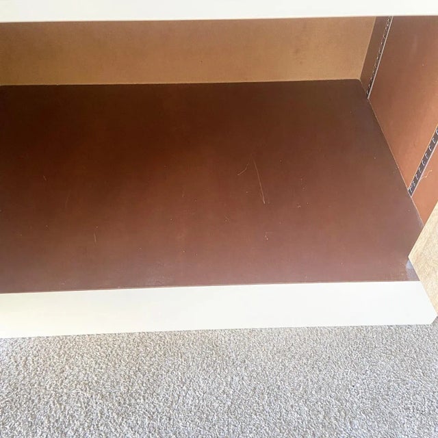 Wood Postmodern Cream and Wood Grain Laminate Cabinet For Sale - Image 7 of 8