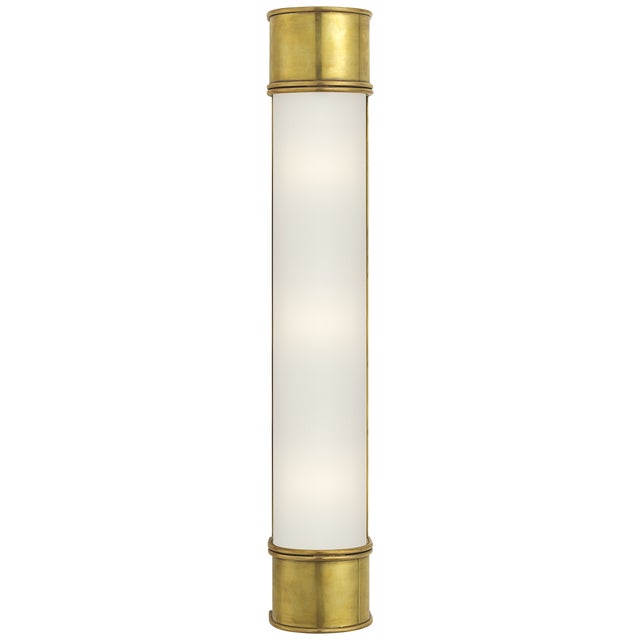 Chapman & Myers for Visual Comfort Signature Oxford 24" Bath Sconce in Antique-Burnished Brass with Frosted Glass For Sale