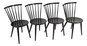 Spindle Back Dining Chairs in the Style of Ilmari Tapiovaara, 1960s, Set of 4